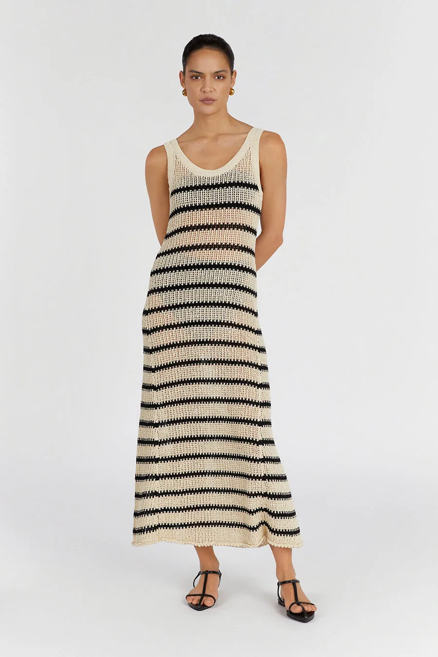 MARGOT WHEAT STRIPE KNIT MIDI DRESS sold by Dissh product image thumbnail 2