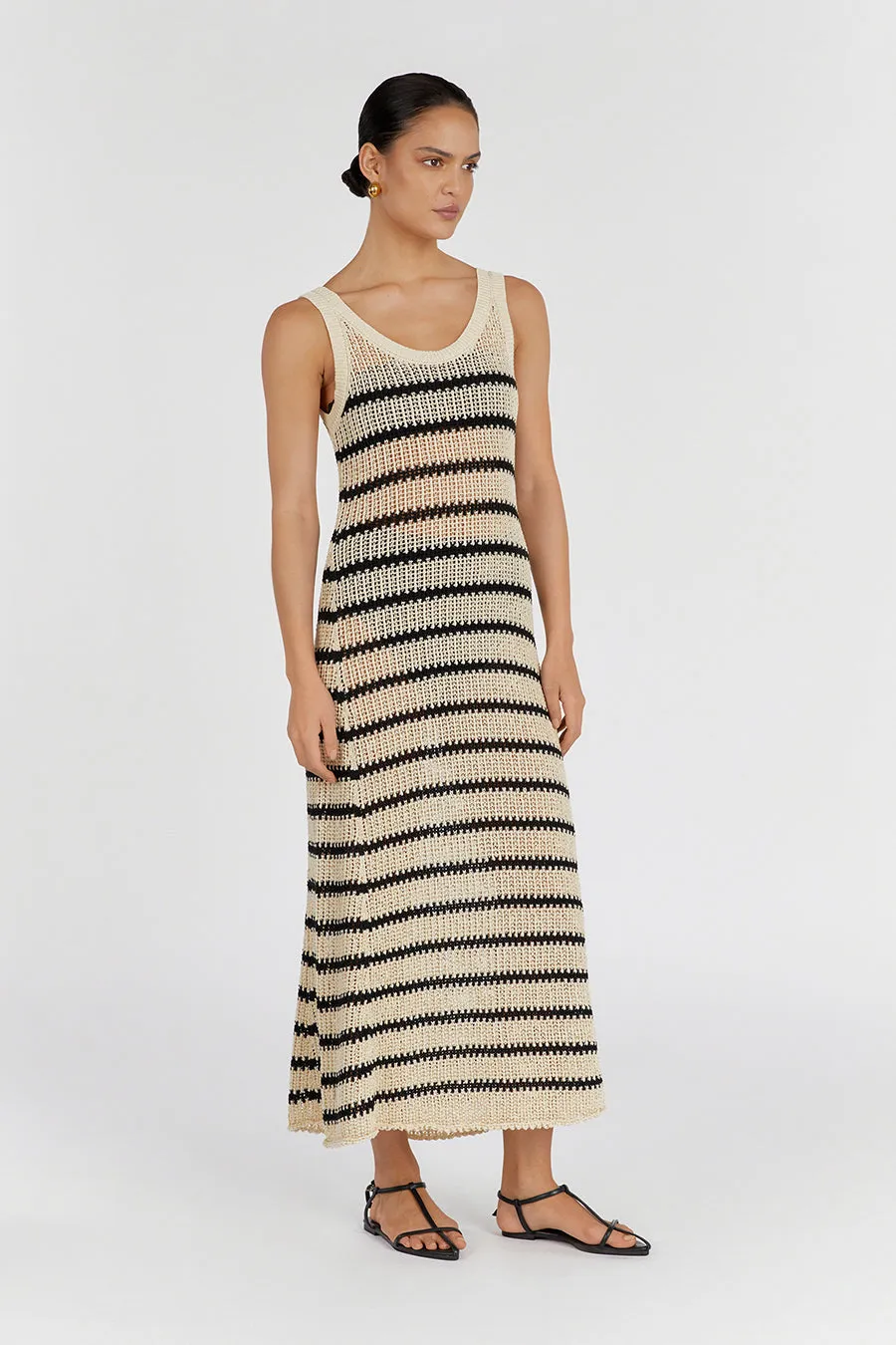 MARGOT WHEAT STRIPE KNIT MIDI DRESS sold by Dissh product image thumbnail 3
