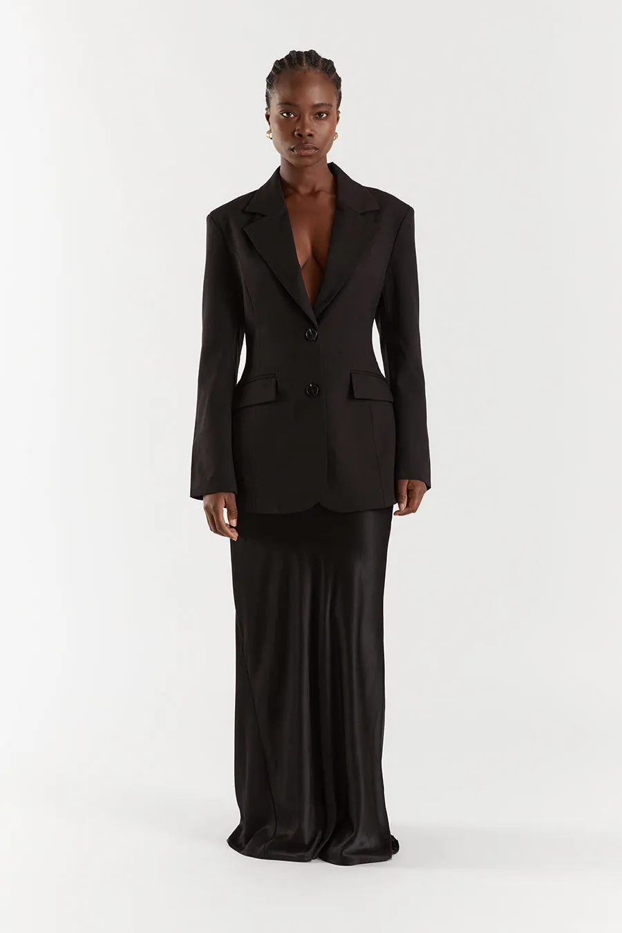 APOLLO BLACK CINCHED BLAZER sold by Dissh