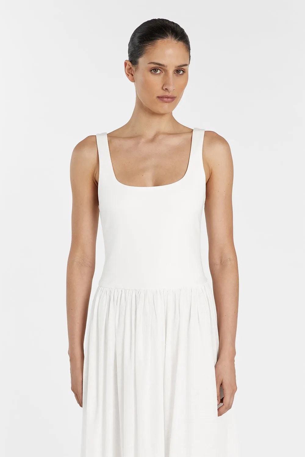 MON WHITE SCOOP NECK MIDI DRESS sold by Dissh product image thumbnail 3