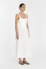 MON WHITE SCOOP NECK MIDI DRESS sold by Dissh