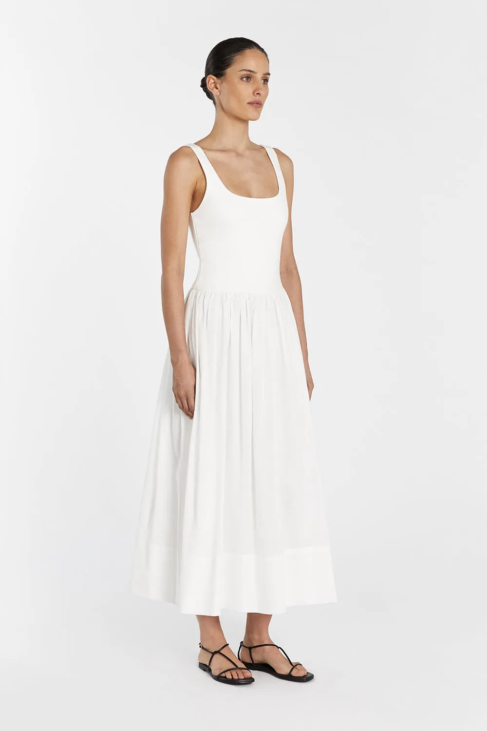 MON WHITE SCOOP NECK MIDI DRESS sold by Dissh product image thumbnail 4