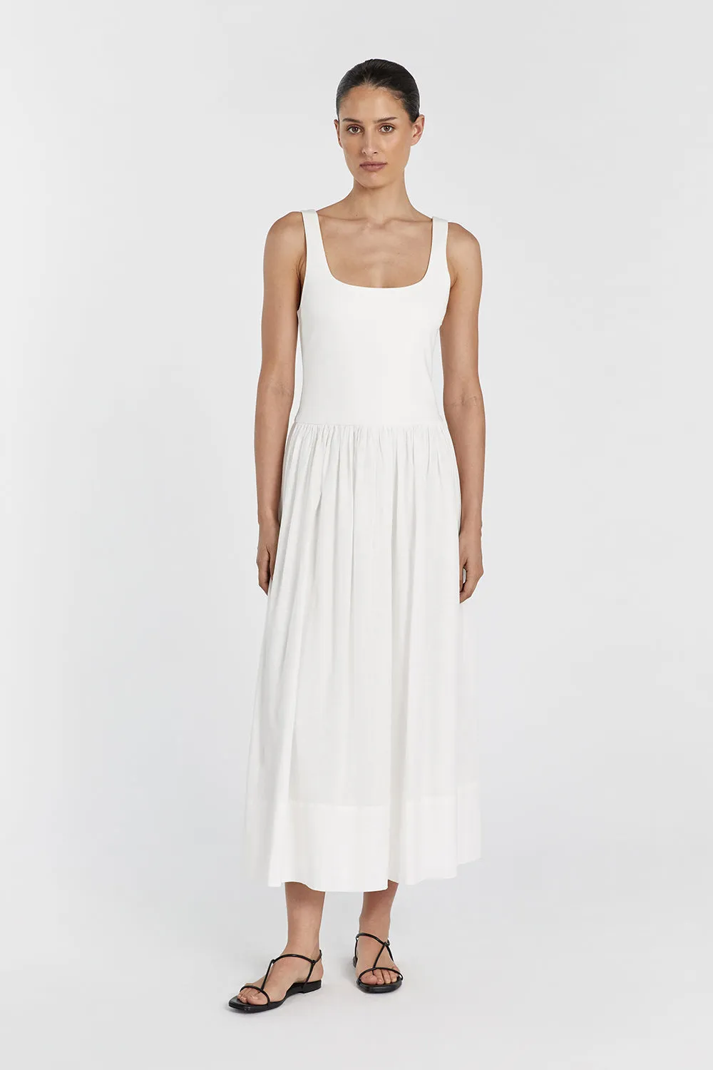 MON WHITE SCOOP NECK MIDI DRESS sold by Dissh product image thumbnail 2