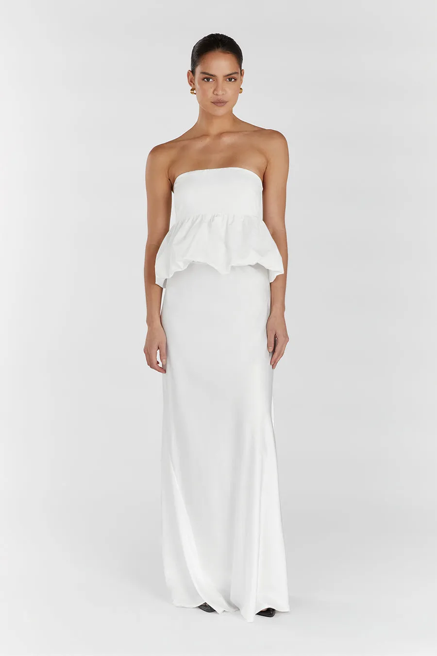 TULLULAH WHITE COTTON BUBBLE TOP sold by Dissh