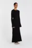FLORA BLACK CONTRAST KNIT MIDI DRESS sold by Dissh