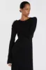 FLORA BLACK CONTRAST KNIT MIDI DRESS sold by Dissh
