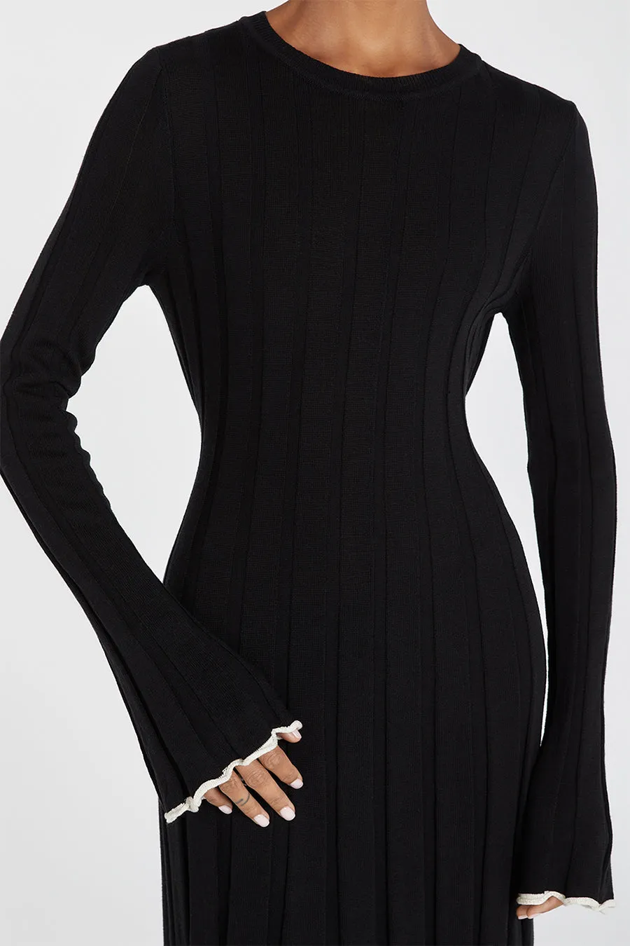 FLORA BLACK CONTRAST KNIT MIDI DRESS sold by Dissh product image thumbnail 5