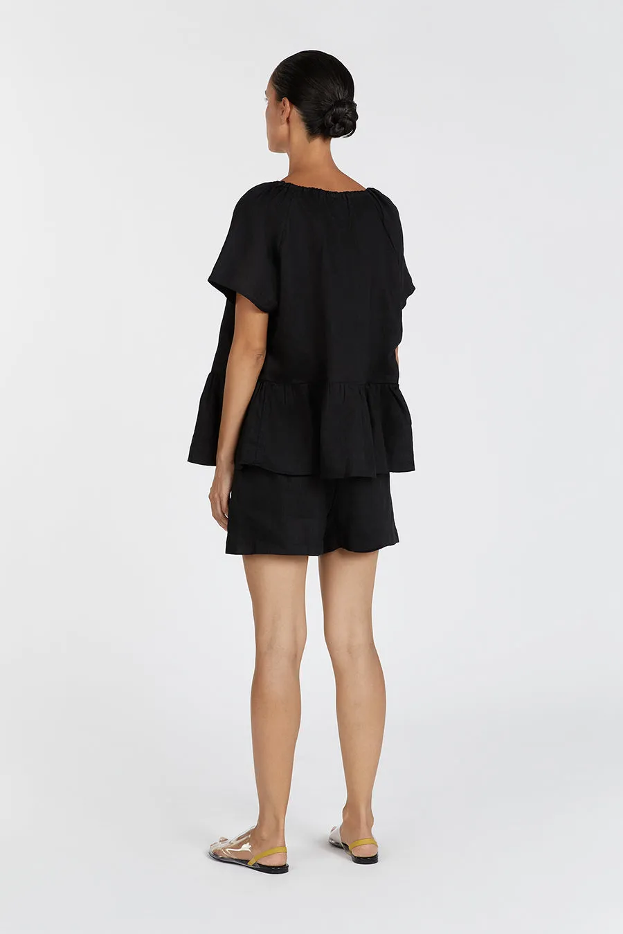 DEL BLACK LINEN SLEEVED TOP sold by Dissh product image thumbnail 4