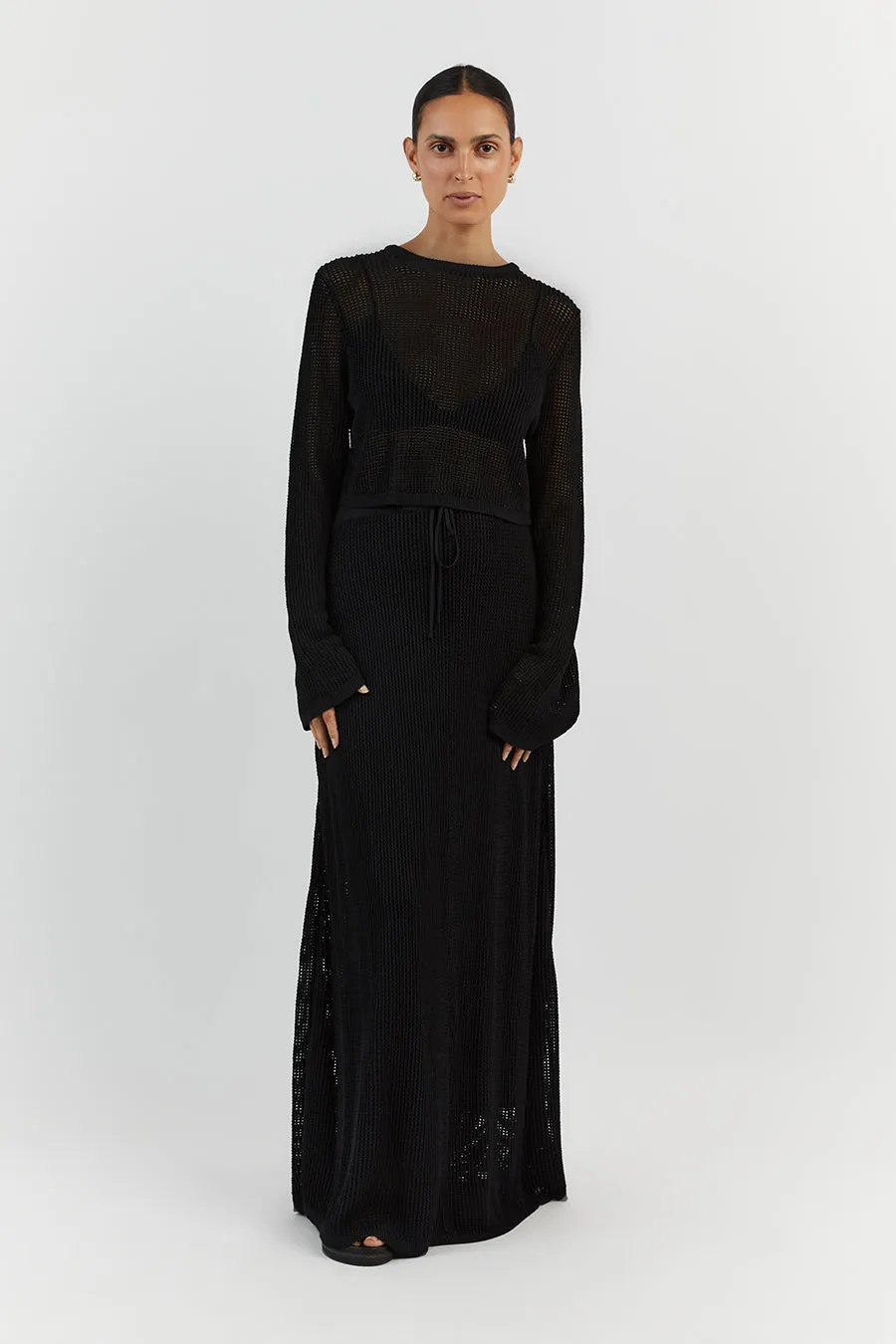 OPHELIA BLACK CROCHET MIDI SKIRT sold by Dissh product image thumbnail 2