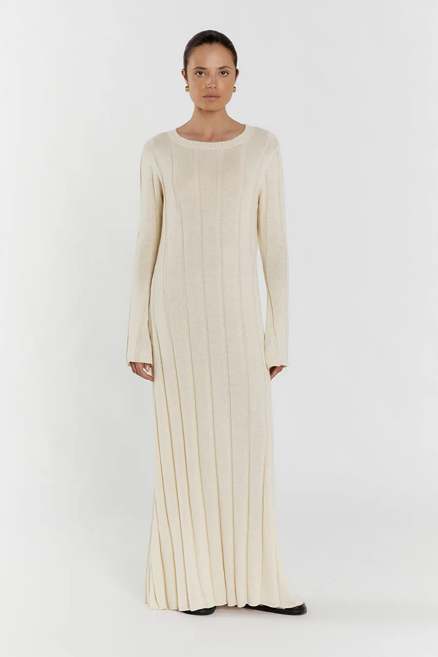 EMERY CREAM LONG SLEEVE MAXI DRESS sold by Dissh
