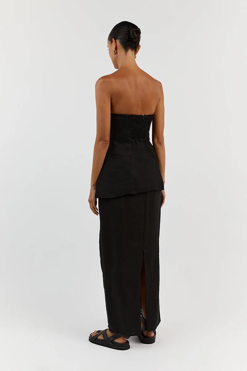 LARA BLACK LINEN STRAPLESS TOP sold by Dissh product image thumbnail 4