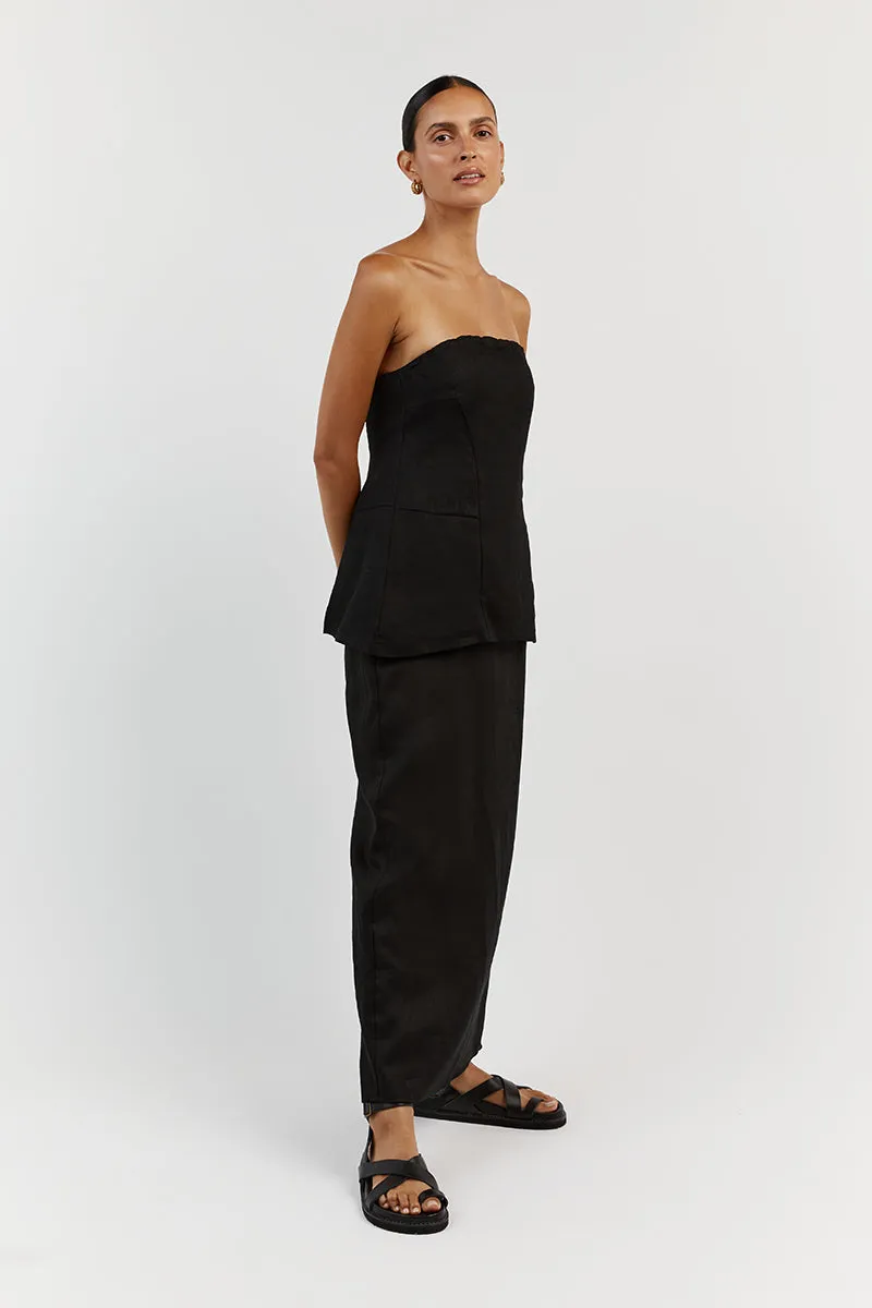 LARA BLACK LINEN STRAPLESS TOP sold by Dissh product image thumbnail 3