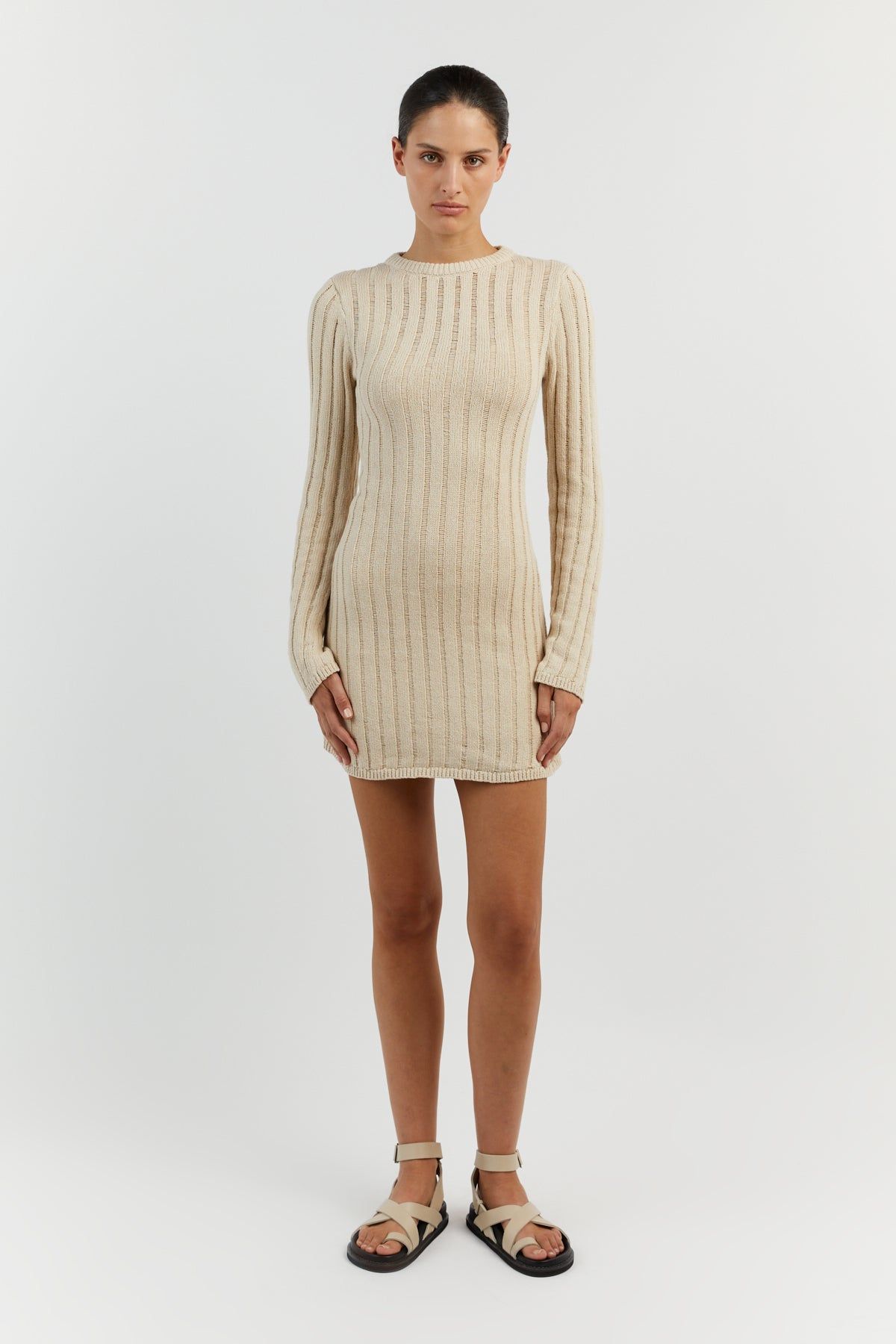 STEVIE NATURAL LONG SLEEVE MINI DRESS sold by Dissh product image thumbnail 2
