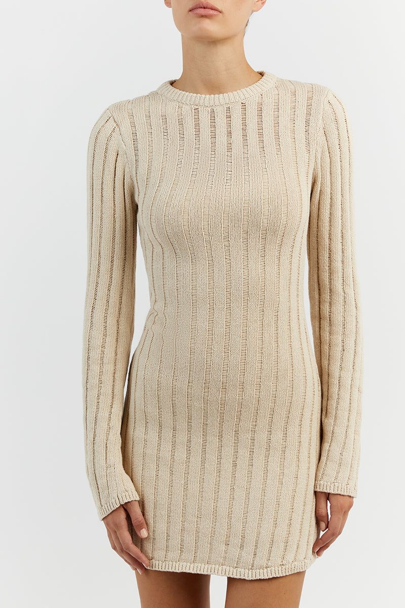 STEVIE NATURAL LONG SLEEVE MINI DRESS sold by Dissh product image thumbnail 5