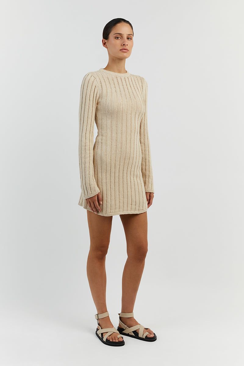 STEVIE NATURAL LONG SLEEVE MINI DRESS sold by Dissh product image thumbnail 3