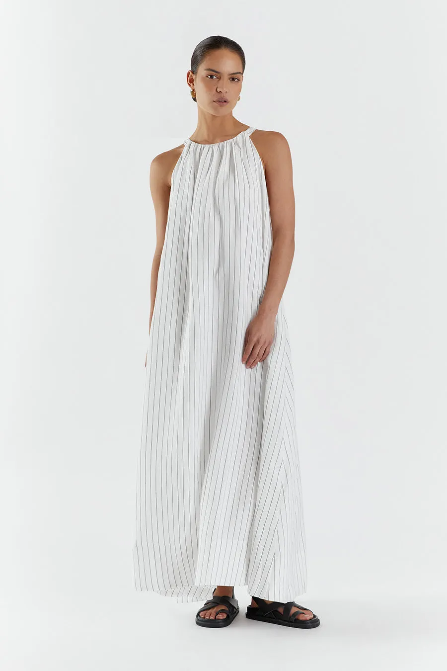 MARCEL WHITE HIGH NECK MAXI DRESS sold by Dissh