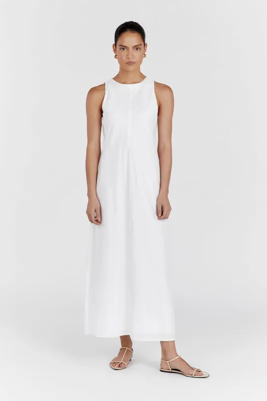 HARRIS WHITE LINEN MIDI DRESS sold by Dissh