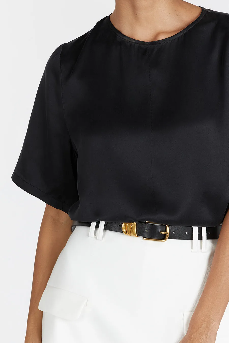 LAYLA BLACK SILK TEE sold by Dissh product image thumbnail 5