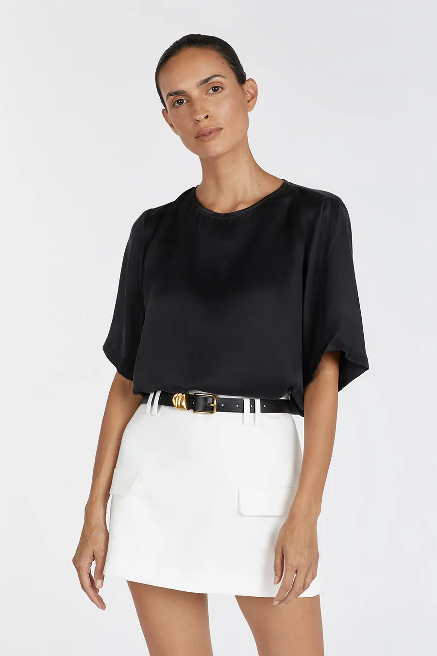 LAYLA BLACK SILK TEE sold by Dissh product image thumbnail 2