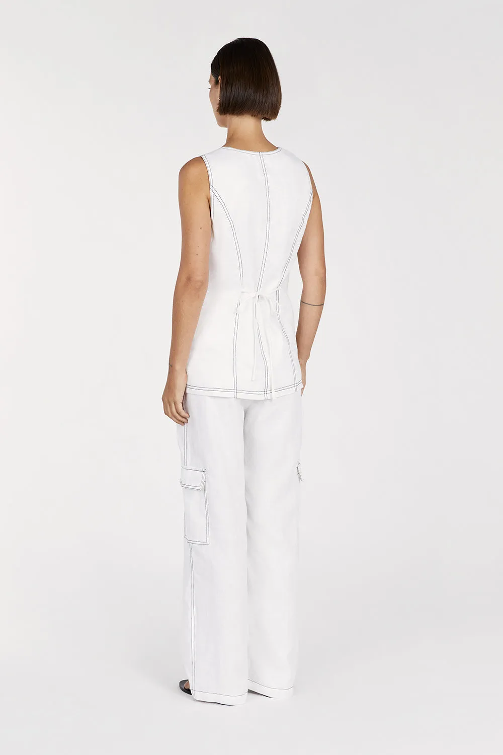 ROSIE WHITE LINEN CARGO PANT sold by Dissh product image thumbnail 4