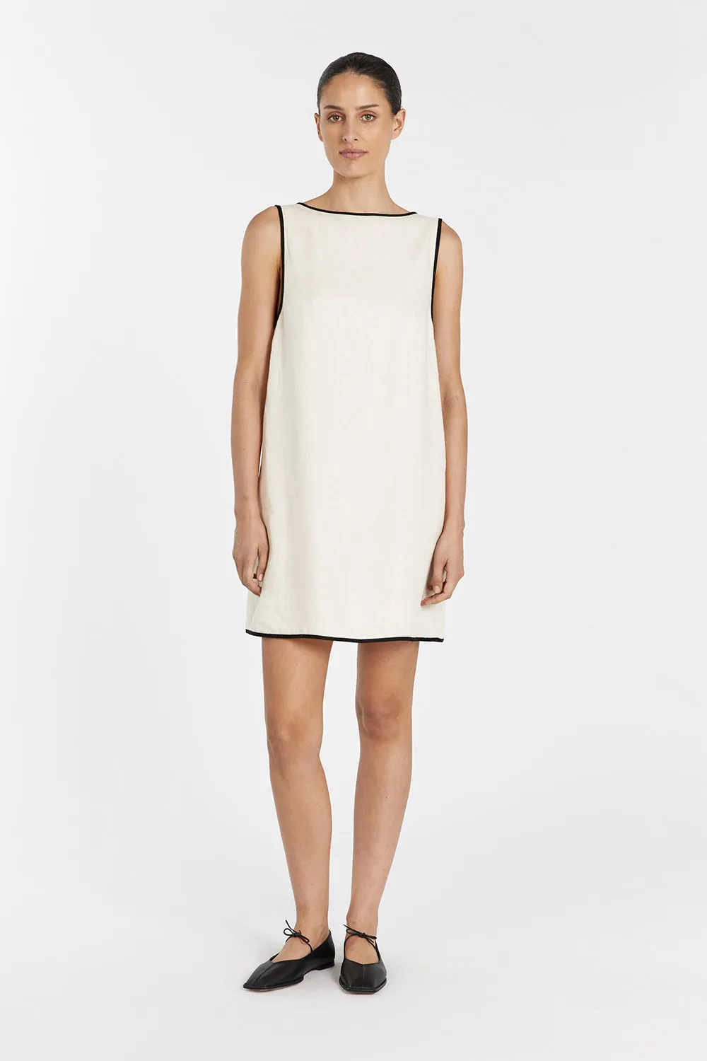 VON CREAM LINEN MINI DRESS sold by Dissh