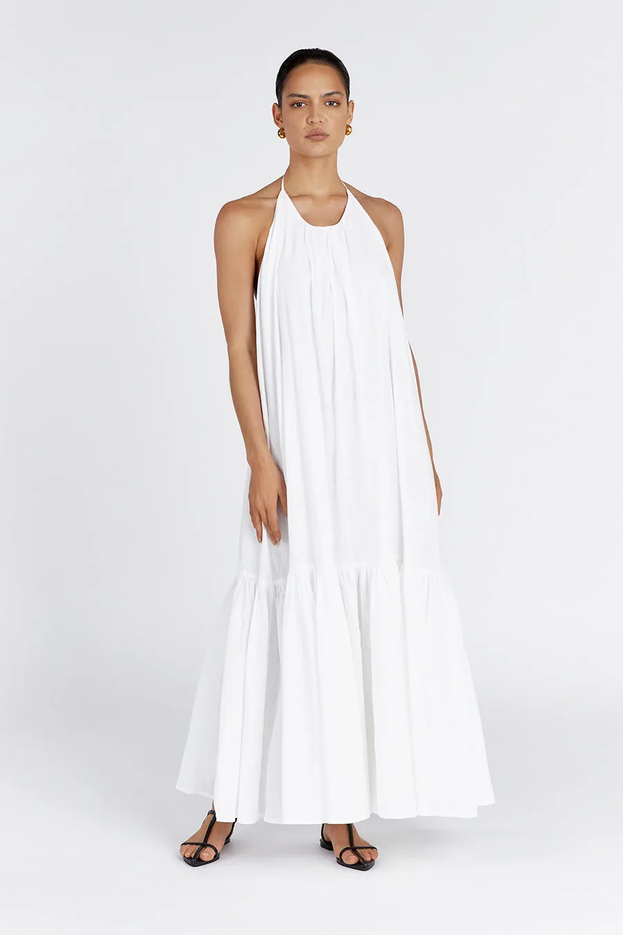 ARI WHITE LINEN HALTER MAXI DRESS sold by Dissh product image thumbnail 3