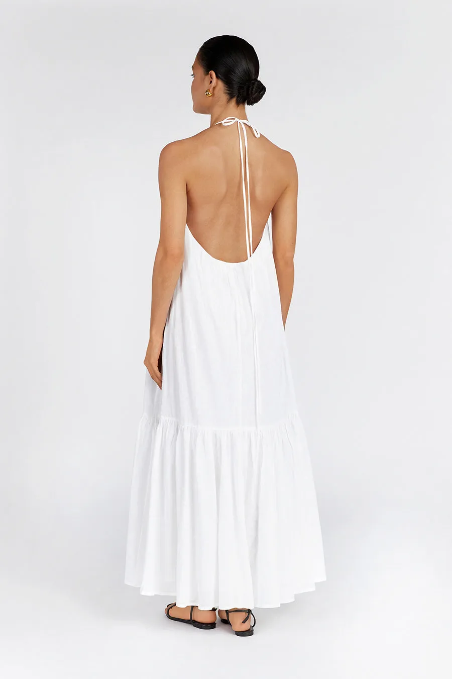 ARI WHITE LINEN HALTER MAXI DRESS sold by Dissh product image thumbnail 2