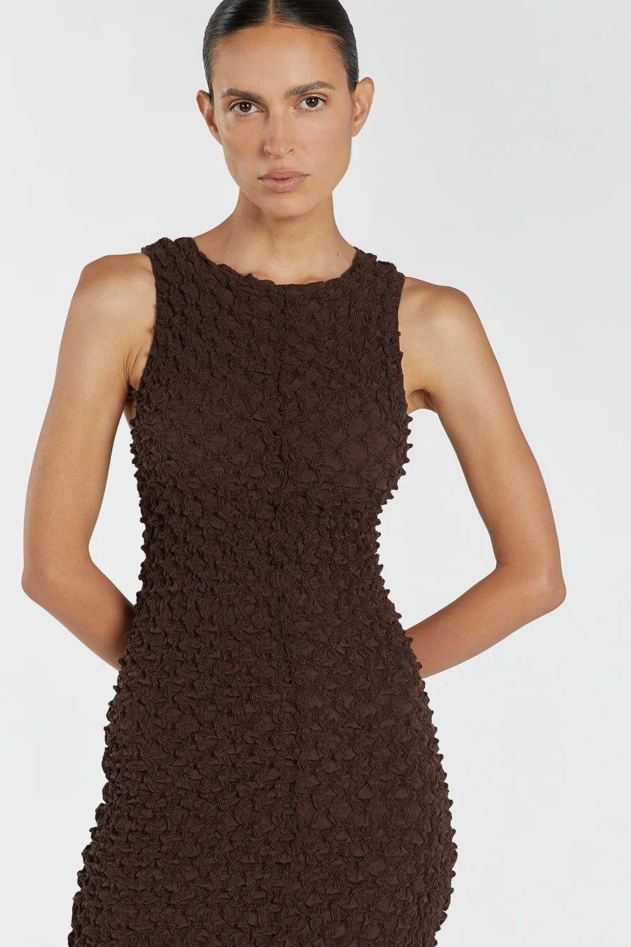 PRESLEY CHOC CREW NECK MIDI DRESS sold by Dissh product image thumbnail 2