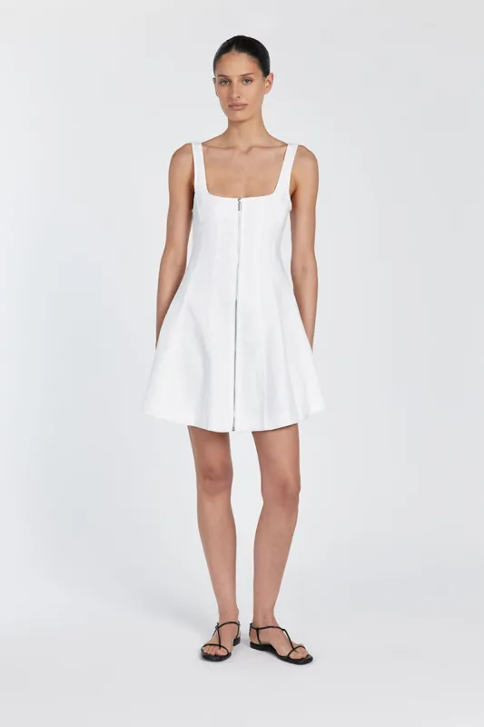 HARRIET WHITE LINEN MINI DRESS sold by Dissh