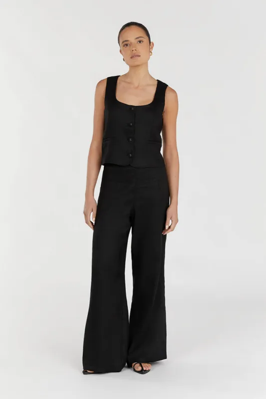 FLICK BLACK LINEN PANT sold by Dissh
