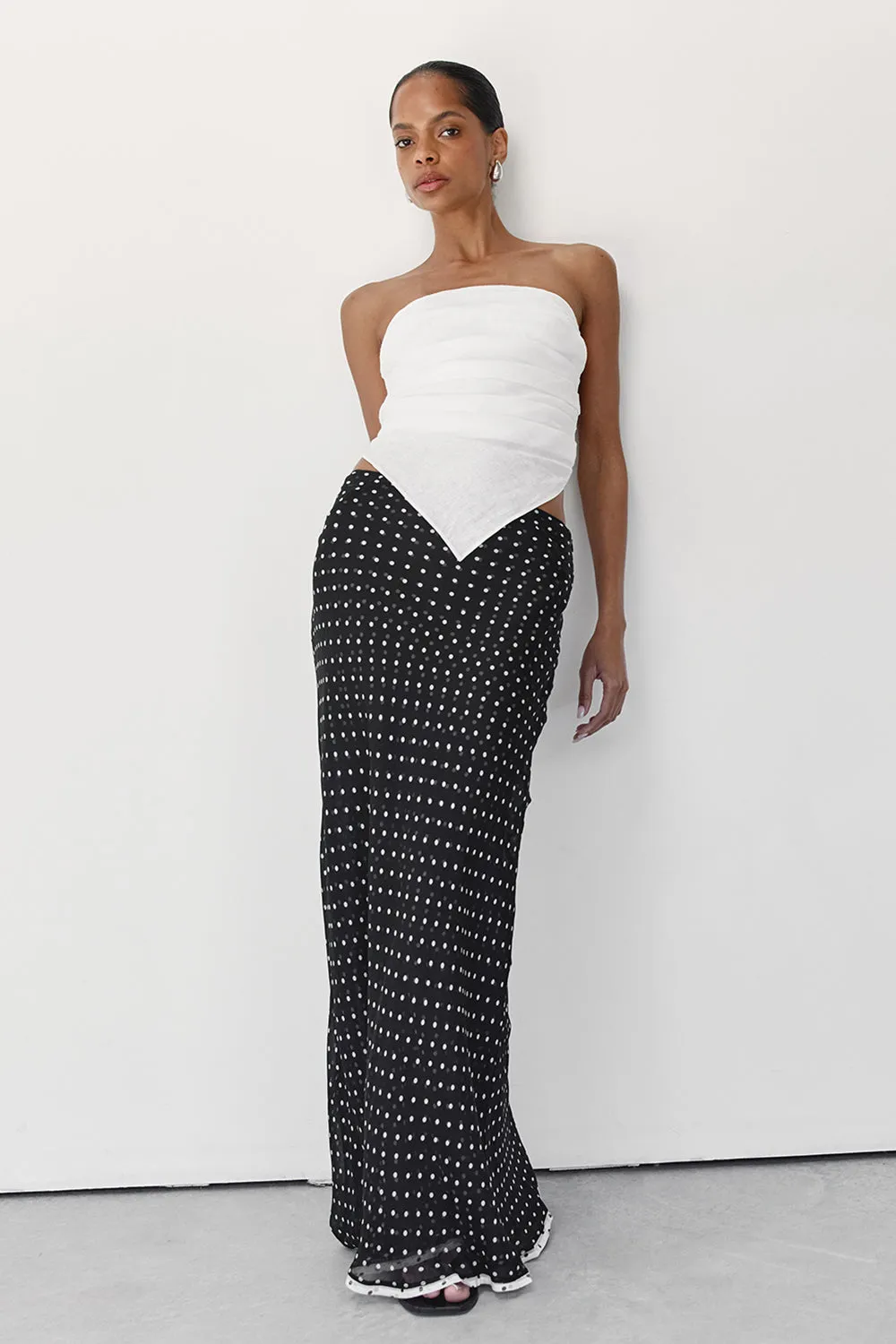 WINONA BLACK SPOT MIDI SKIRT sold by Dissh