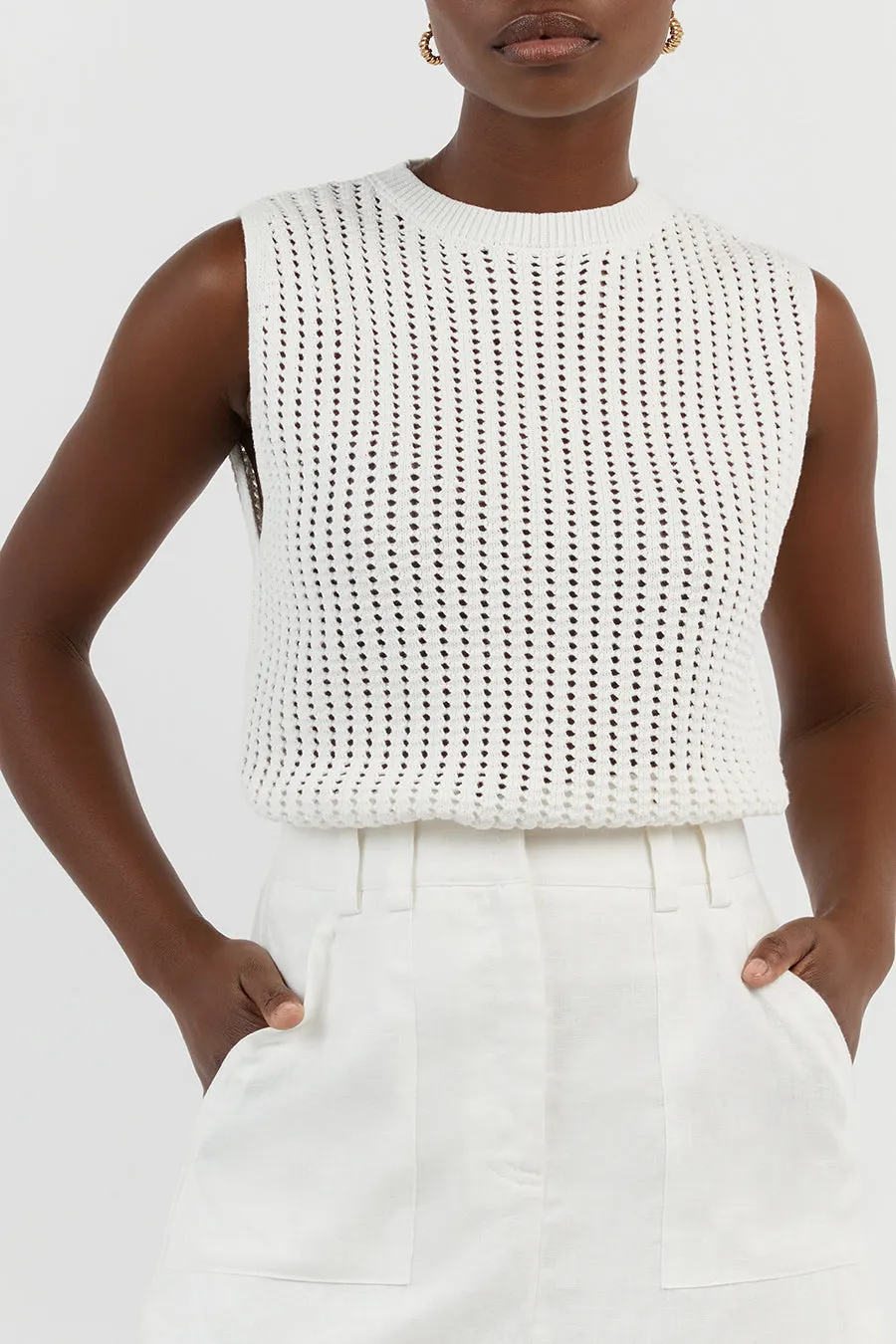 DENNY CROCHET OFF WHITE KNIT TOP sold by Dissh product image thumbnail 5