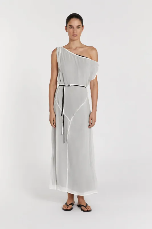 MIA OFF WHITE PANELLED MIDI DRESS sold by Dissh