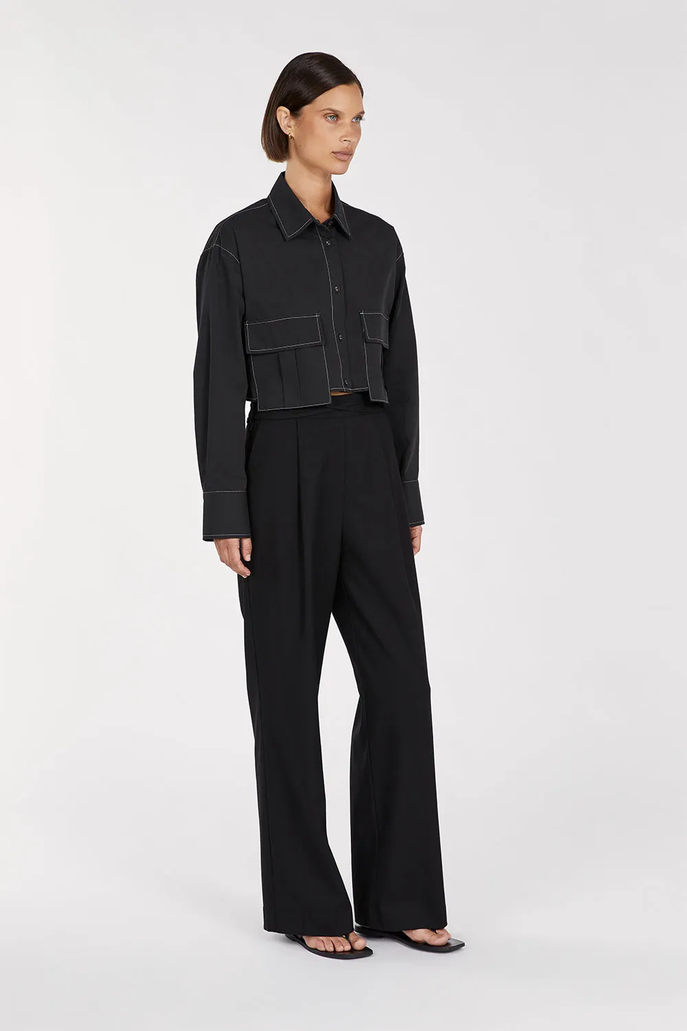 FRANKIE BLACK CROPPED POPLIN SHIRT sold by Dissh product image thumbnail 3