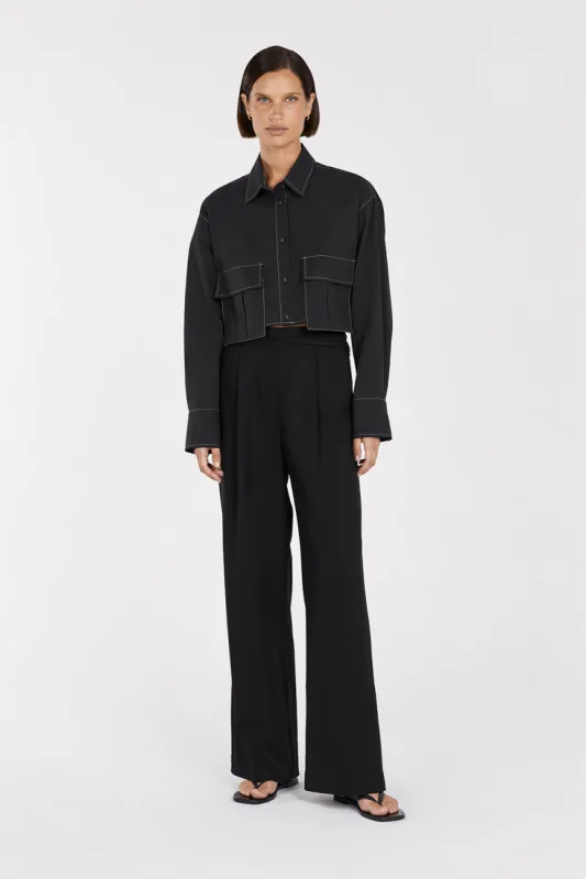 FRANKIE BLACK CROPPED POPLIN SHIRT sold by Dissh