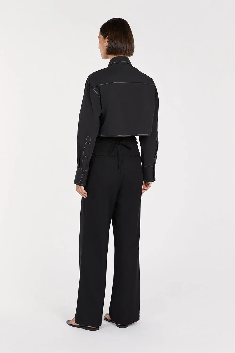 FRANKIE BLACK CROPPED POPLIN SHIRT sold by Dissh product image thumbnail 4