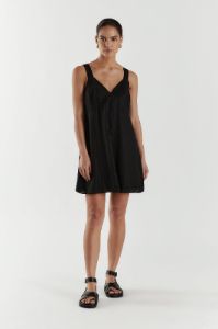 TIARNE BLACK LINEN MINI DRESS sold by Dissh