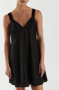 TIARNE BLACK LINEN MINI DRESS sold by Dissh