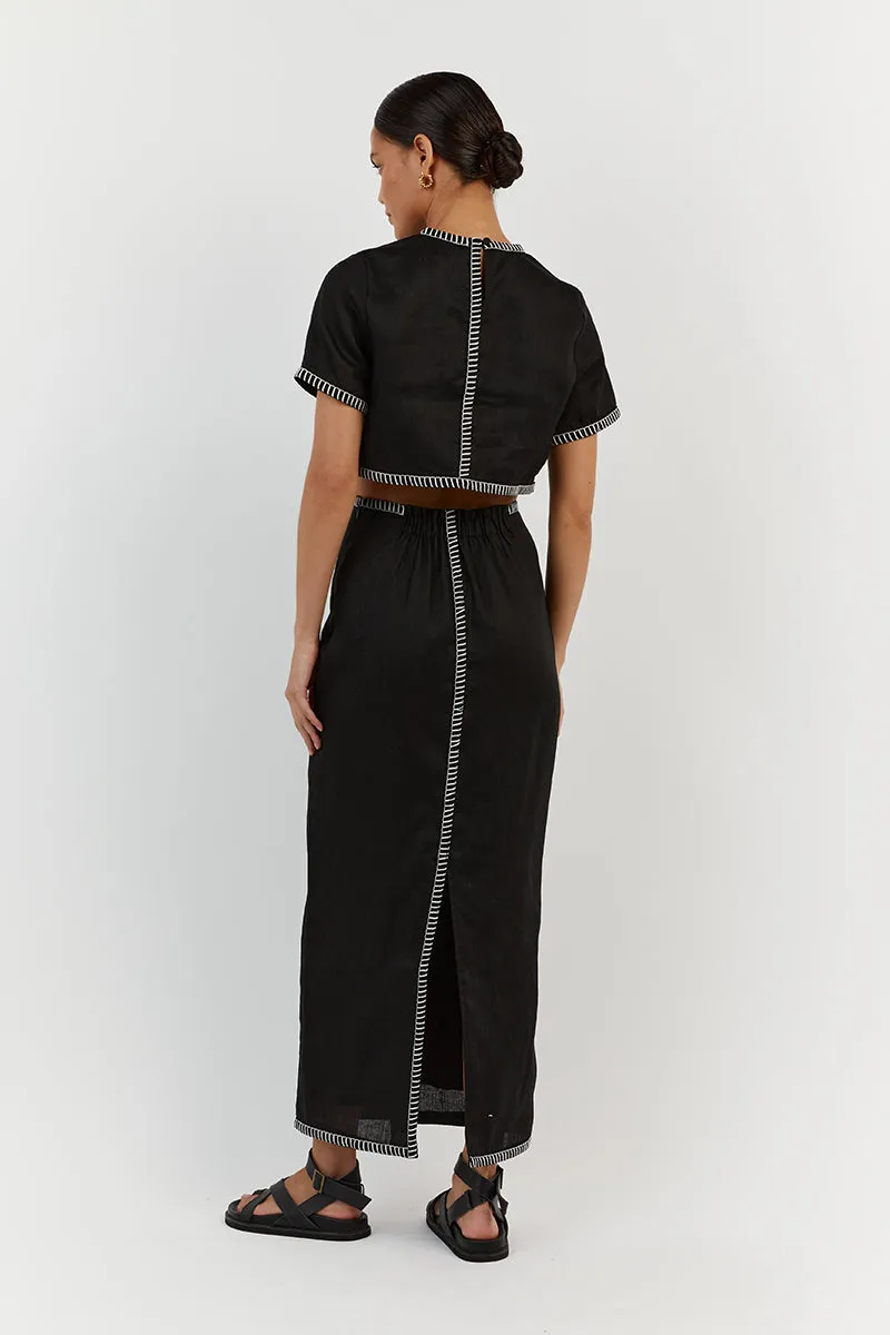 BELLA BLACK LINEN CROP TOP sold by Dissh product image thumbnail 4