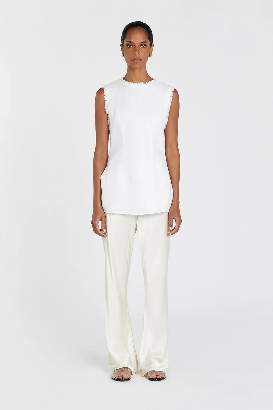 MYKA CREAM SATIN PANT sold by Dissh