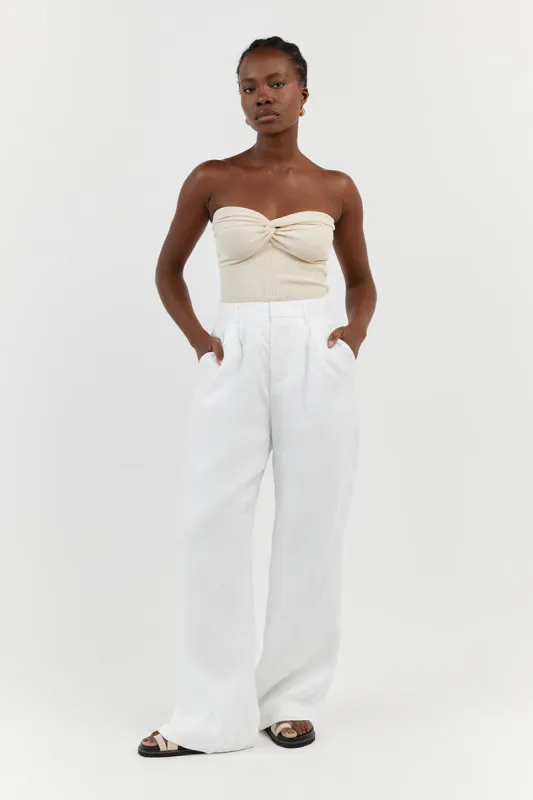 ANIKA TWISTED CREAM KNIT TOP sold by Dissh