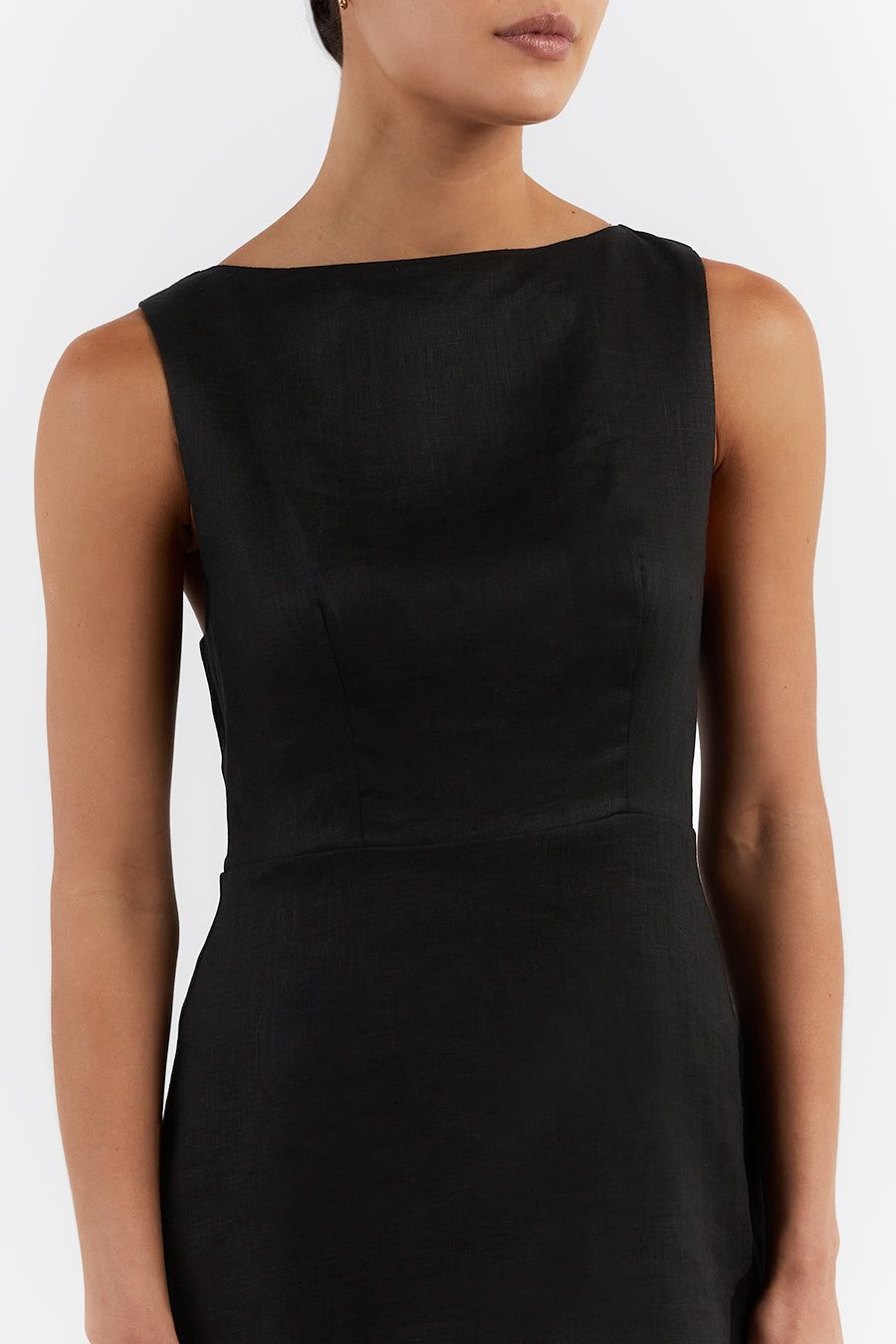 TYLA BLACK LINEN MINI DRESS sold by Dissh product image thumbnail 5