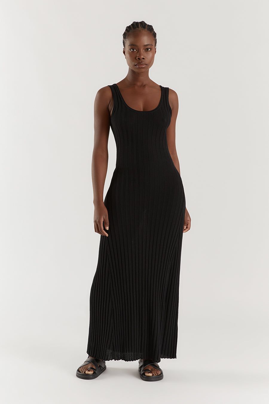 GOLDIE BLACK SCOOP MIDI DRESS sold by Dissh product image thumbnail 2