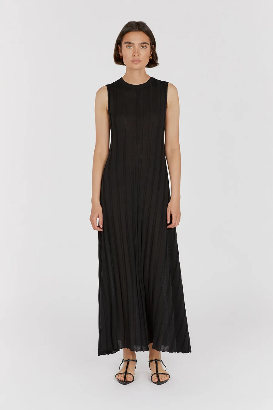 EDEN BLACK SLEEVELESS MAXI DRESS sold by Dissh