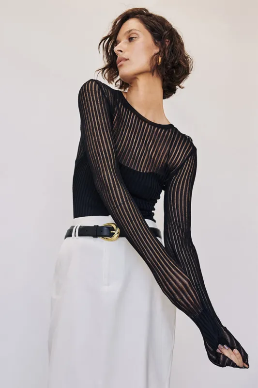 JOVIE BLACK LONG SLEEVE TOP sold by Dissh