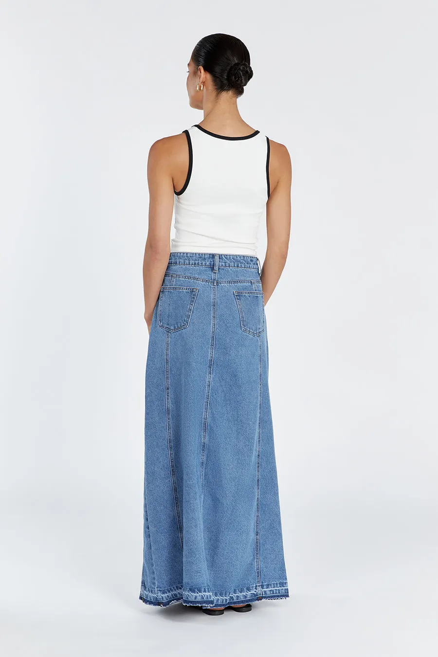 LENNON VINTAGE BLUE DENIM MAXI SKIRT sold by Dissh product image thumbnail 4