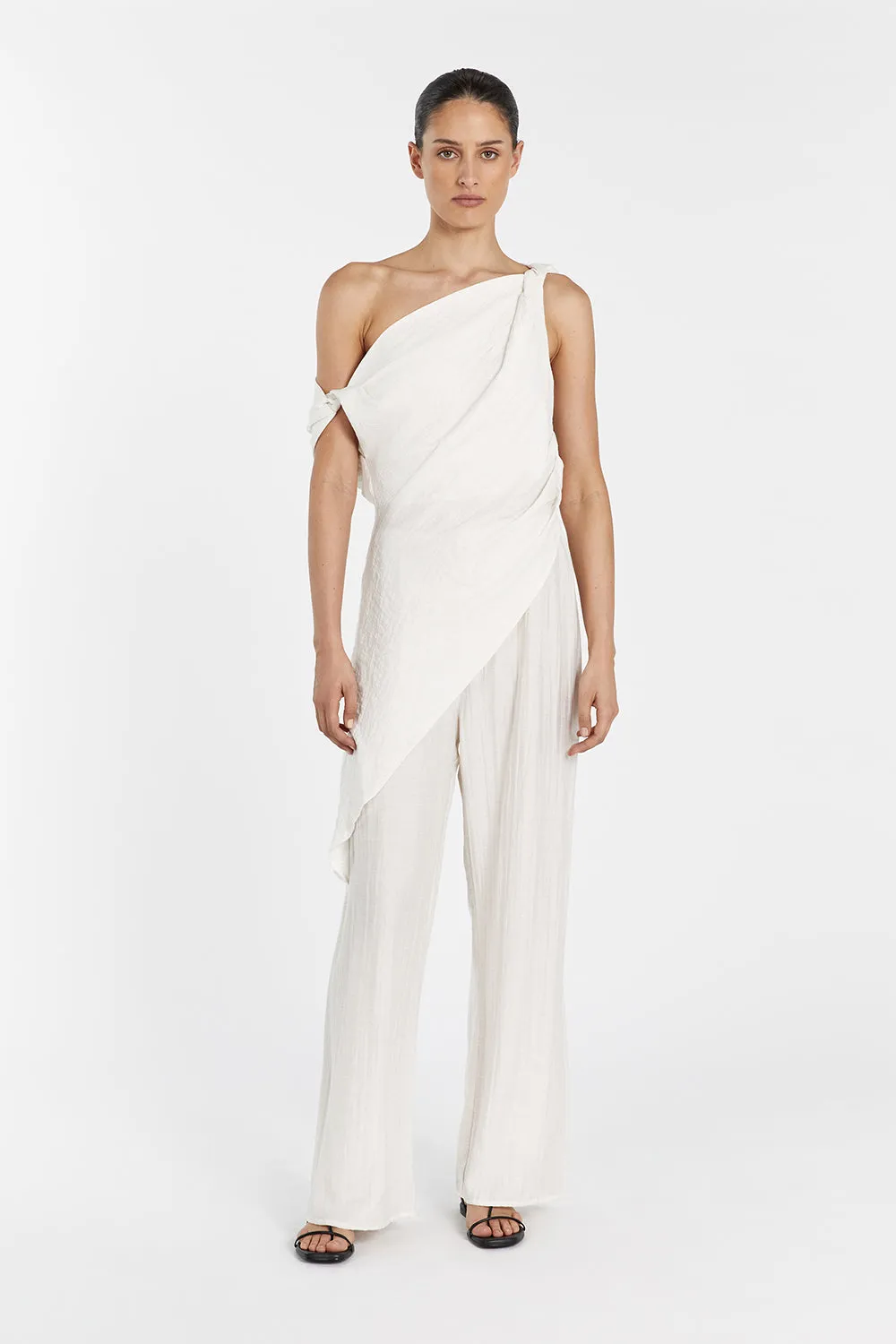 JOLIE CREAM MARLE ASYM TUNIC TOP sold by Dissh