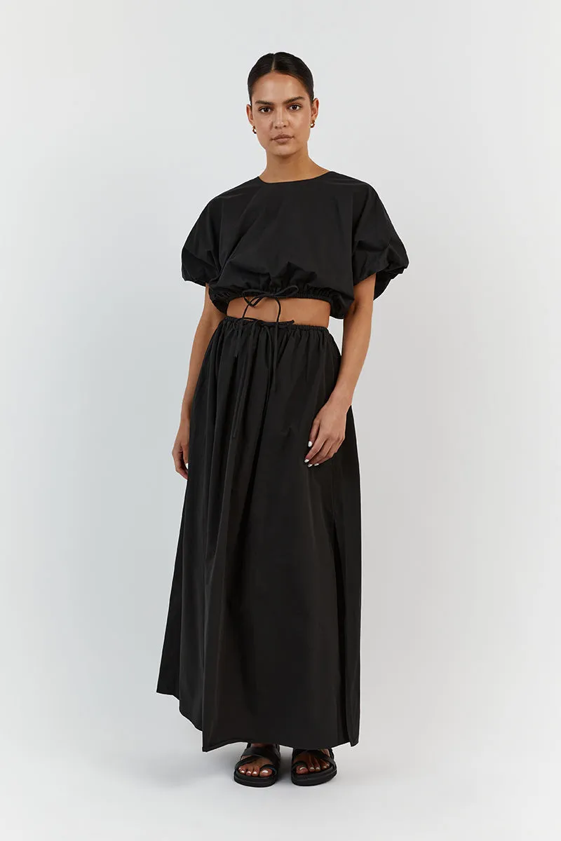 ELLA BLACK COTTON MIDI SKIRT sold by Dissh product image thumbnail 2