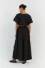 ELLA BLACK COTTON MIDI SKIRT sold by Dissh