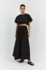 ELLA BLACK COTTON MIDI SKIRT sold by Dissh